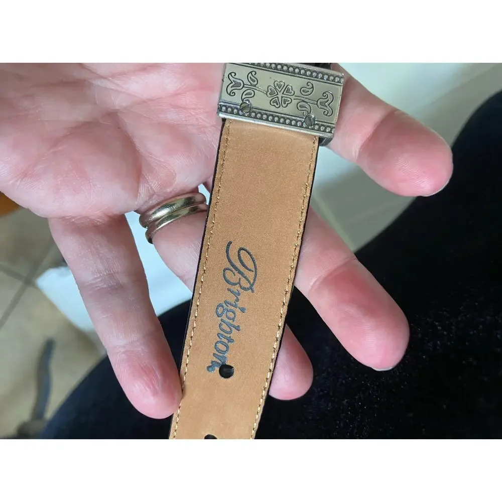 Brighton 30133 Womens Braided Black Silver Belt M 30 Leather‎